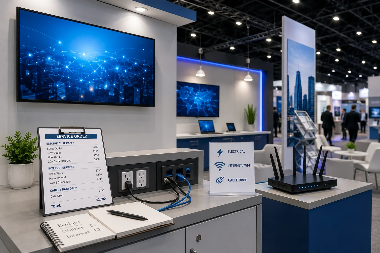 trade show booth utility connections